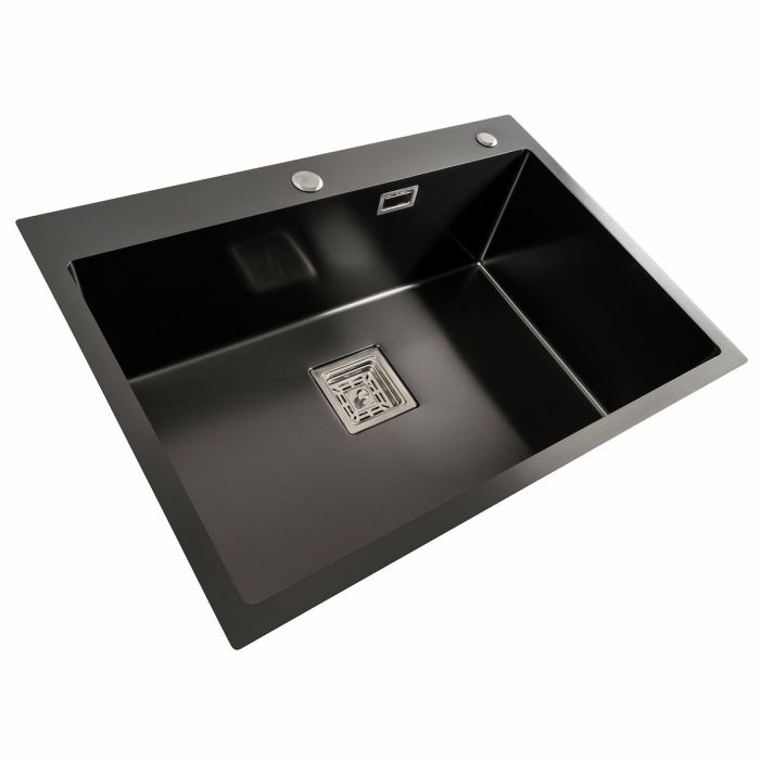 Кухонна мийка Platinum Handmade HSB PVD 70*50 чорна (квадратний сифон 3,0/1,0)