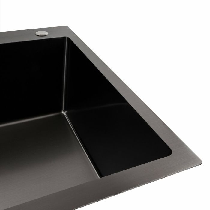 Кухонна мийка Platinum Handmade HSB PVD 70*50 чорна (квадратний сифон 3,0/1,0)