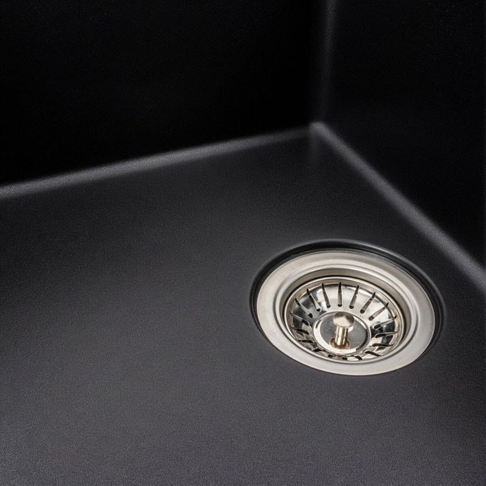 Гранітна мийка для кухні Platinum 6250 ZIRKONE матова Чорна, L