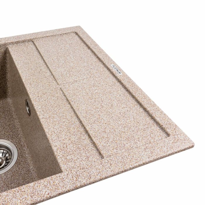 Гранитная мойка для кухни Platinum 6550 LOTOS матовая Карамель, L