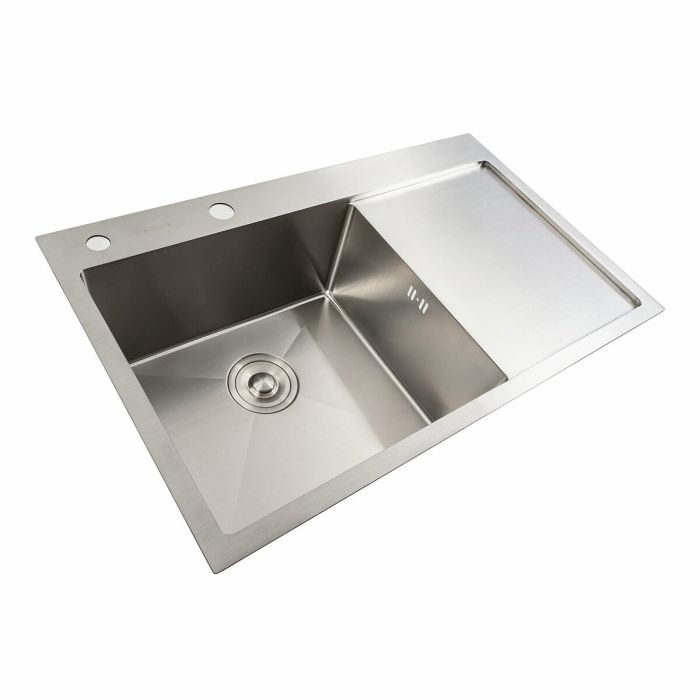 Кухонная мойка нержавейка 78*48 L Platinum Handmade (два отверстия, круглый сифон 3,0/0,8)