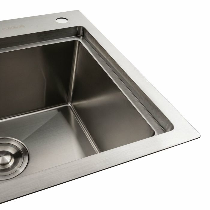 Кухонная мойка нержавейка 78*43 R Platinum Handmade (два отверстия, круглый сифон 3,0/0,8)
