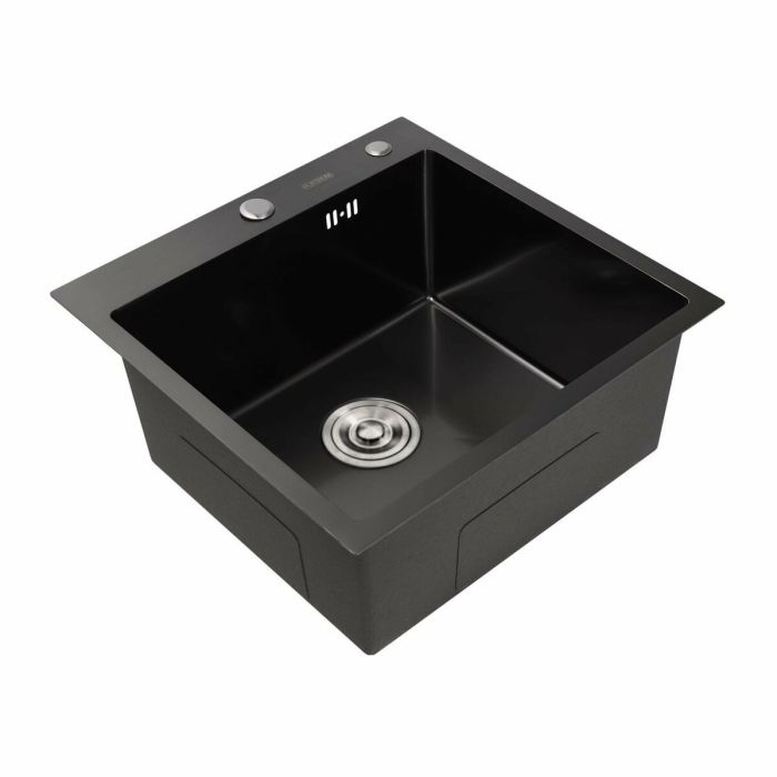 Кухонная мойка 50*50 PVD черная Platinum Handmade (сифон круглый, 3,0/0,8)