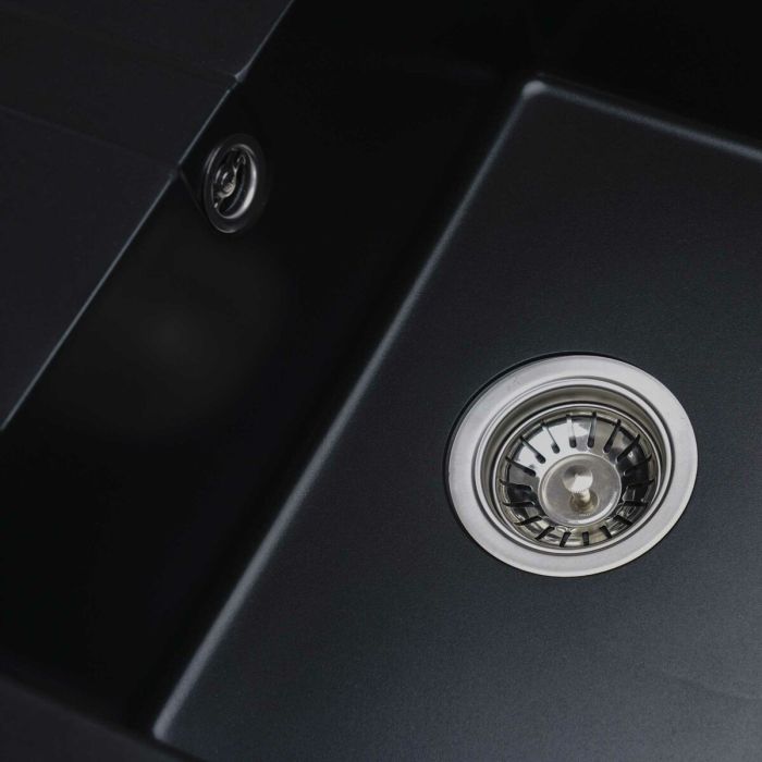 Гранитная мойка для кухни Platinum 5851 ARIA матовая Черная, АВТО
