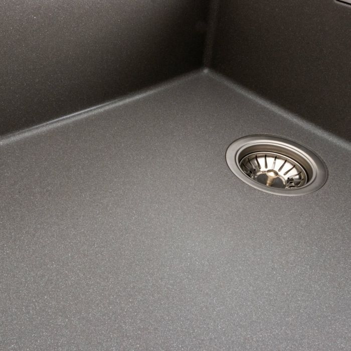 Гранитная мойка для кухни Platinum 8650 DIAMOND матовая (серый муссон), L