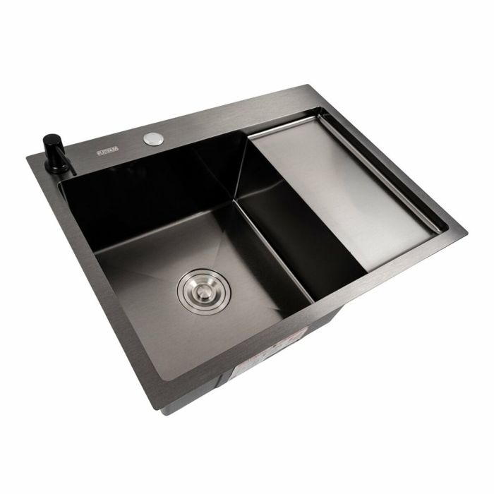 Кухонная мойка CM 65*50 L PVD черная Platinum Handmade (круглый сифон 3.0/0.8)