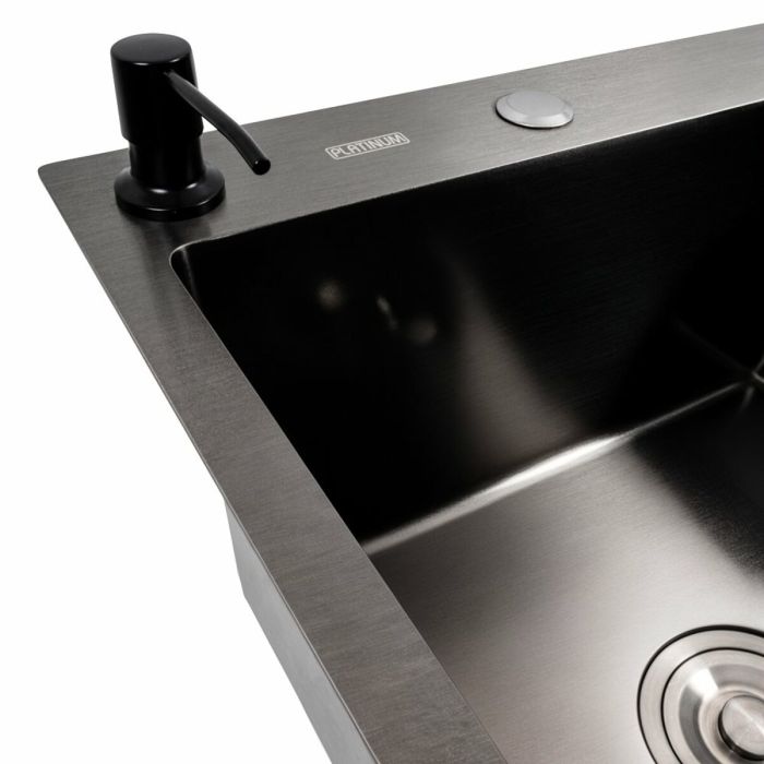 Кухонная мойка CM 65*50 L PVD черная Platinum Handmade (круглый сифон 3.0/0.8)