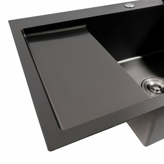 Кухонна мийка CM 65*50 R PVD чорна Platinum Handmade (круглий сифон 3.0/0.8)