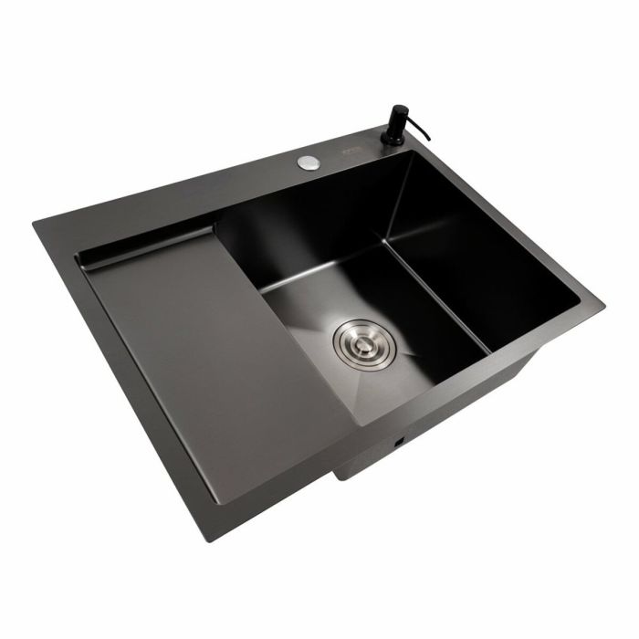 Кухонна мийка CM 65*50 R PVD чорна Platinum Handmade (круглий сифон 3.0/0.8)