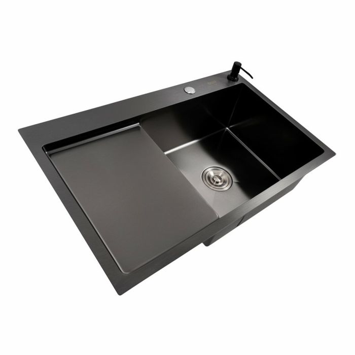 Кухонная мойка PVD черная 78*50 R Platinum Handmade (круглый сифон 3.0/0.8)