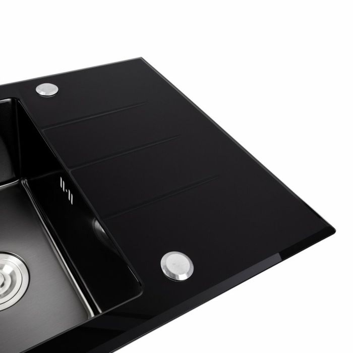 Мийка кухонна скляна CM 78*50 PVD Platinum Handmade чорна