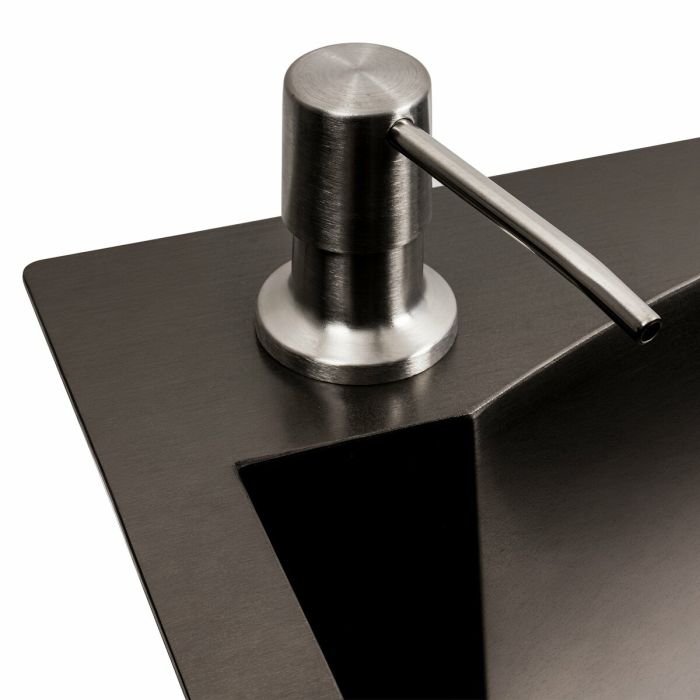 Кухонная мойка 75*46 PVD черная с подставкой для ножей Platinum Handmade HSB (квадратный сифон 3,0/1)