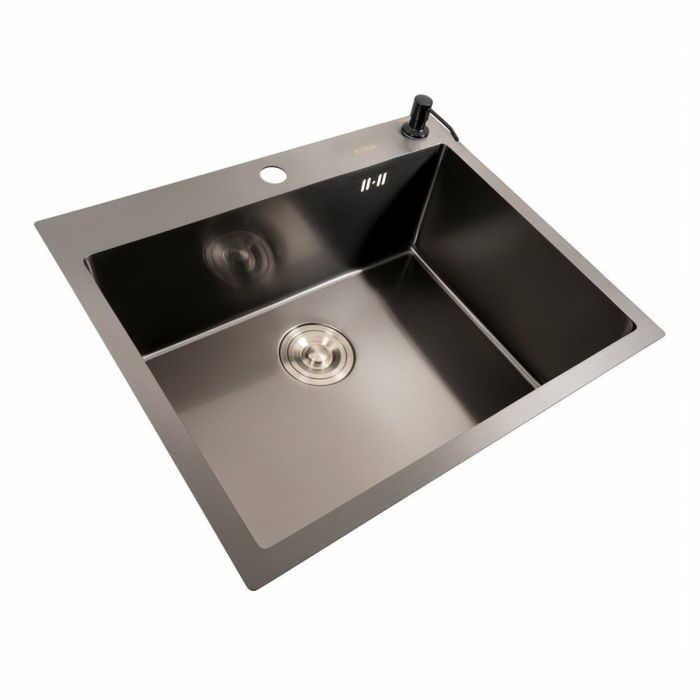 Кухонна мийка 60*50 PVD чорна Platinum Handmade (сифон круглий, 3,0/0,8)