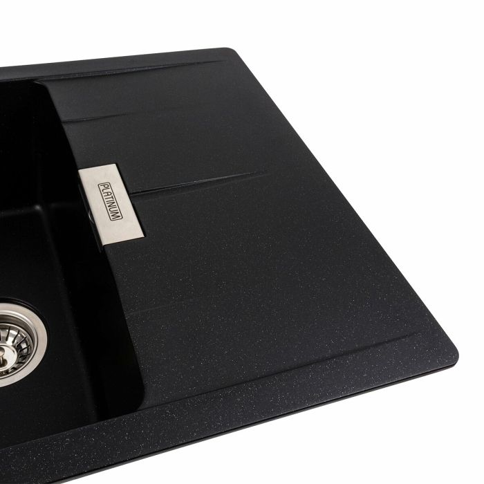 Гранітне миття для кухні Platinum 6250 ZIRKONE матовий Чорний металік, R