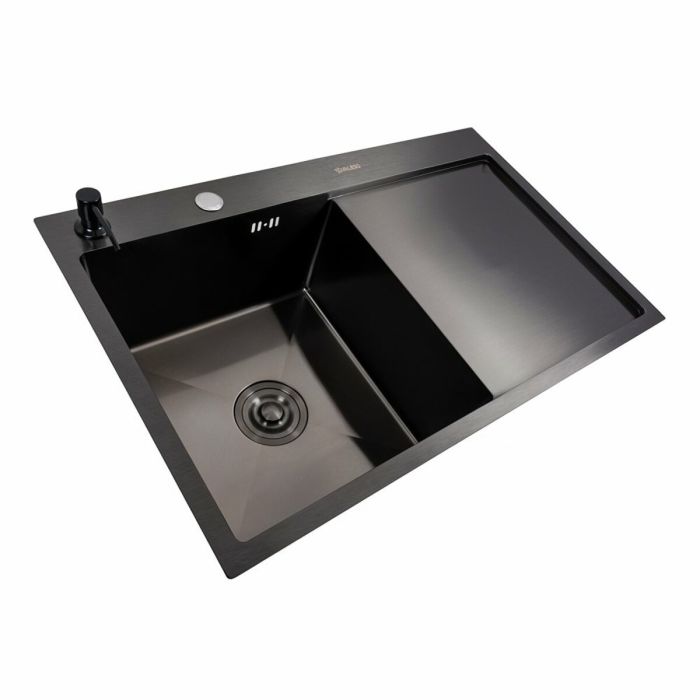 Кухонная мойка CM 78*50 L черная PVD VALESO Handmade (круглый сифон 3,0/0,8)