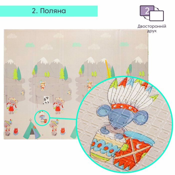 Детский складной развивающий термоковрик 150х200х1см "Поляна | Ростомер" (278) SW-00000848